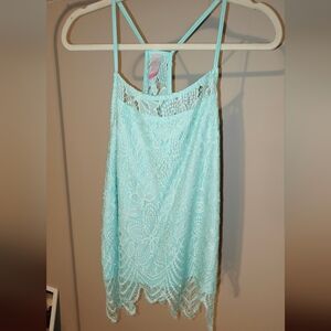 Plus Size No Boundaries Juniors' scalloped hem all-over lace tank